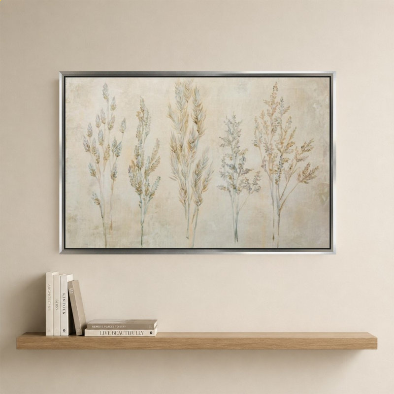 Whispering Grasses I par Julia Purinton - Impression sur toile, 28" H x 40" W, Silver