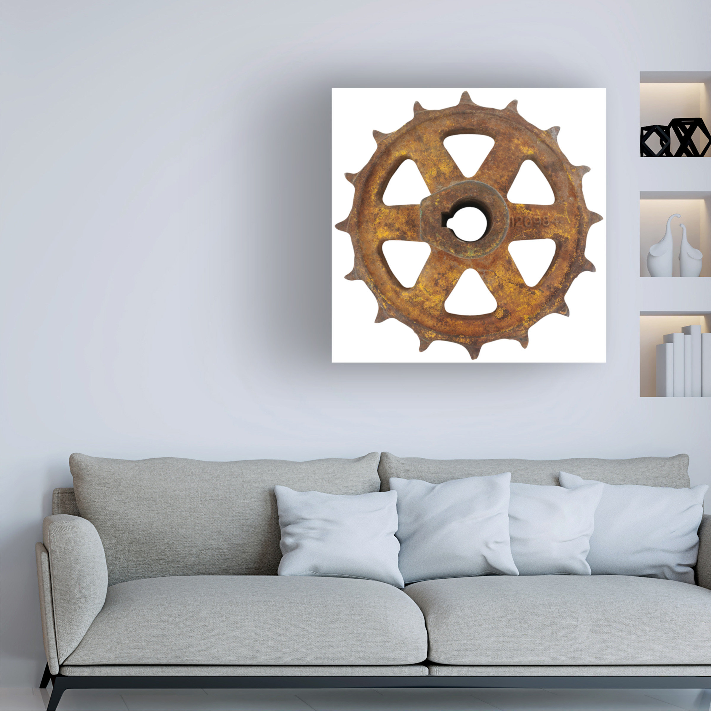 17 Stories Rusty Fine Curved Tooth Gear Wall Decal 24 On Canvas by ...
