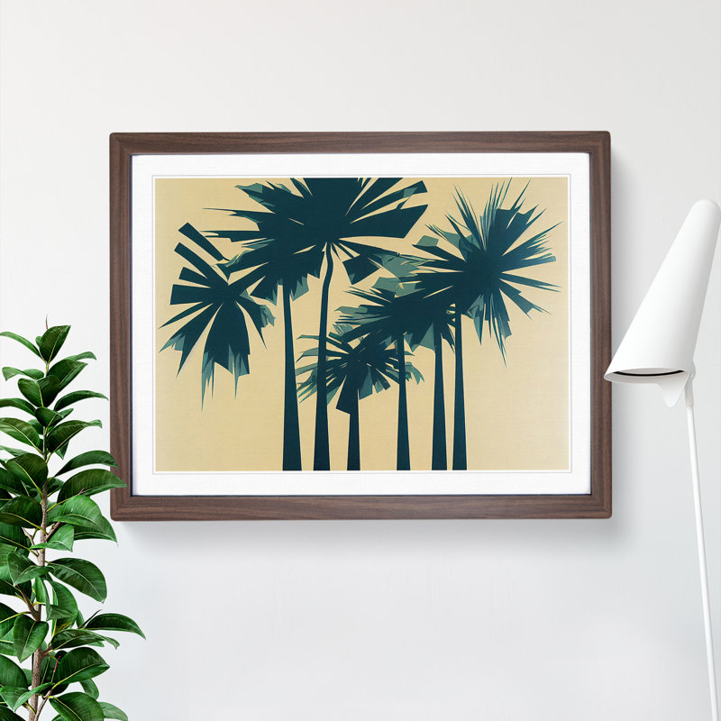XH1022-7106X Powerful Palm Trees Abstract 1 Piece Single Picture Frame Wall Art, 46cm H x 64cm W x 2cm D, Walnut Framed