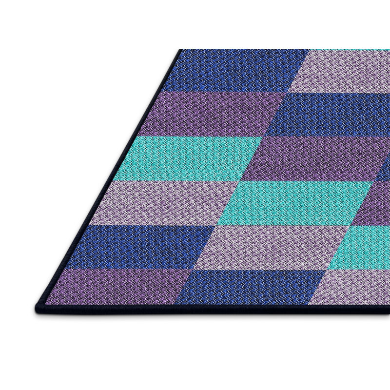 Tapis mauve/bleu à motifs, Rectangle 2 pi x 4 pi