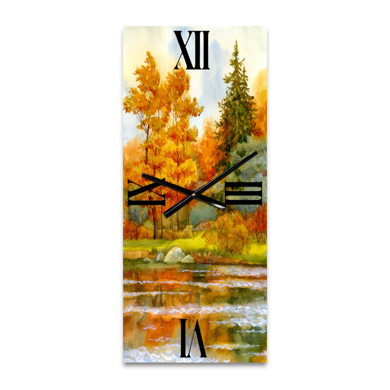 Horloge murale forêt d'automne au bord du lac III, Grand
