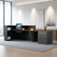 Bureau de réception en L avec tiroirs verrouillables et tablettes de rangement, bureau d'ordinateur multifonctionnel pour le bureau-2122671009-2122671006