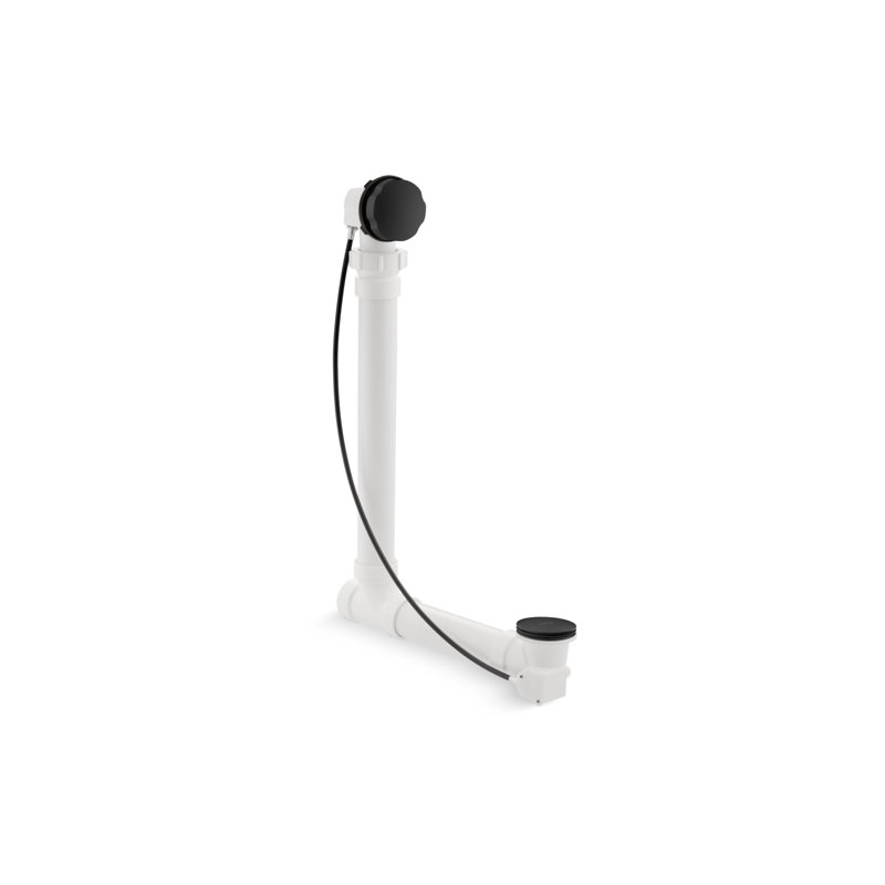Clearflo Cable Bath Leg Tub Drain with Overflow, Matte Black