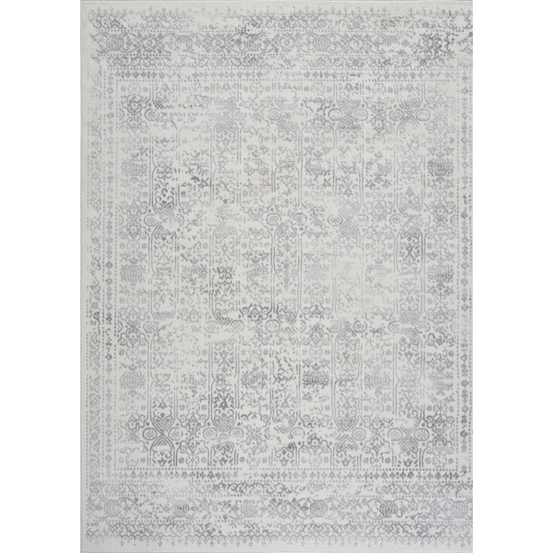 Copenhaver Power Loom Grey/Cream Area Rug, Rectangle 80 x 150cm