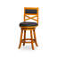 Tabouret de bar de 30 po de hauteur avec finition naturelle et siège chaud en tissu anthracite-1202567235-1202567245