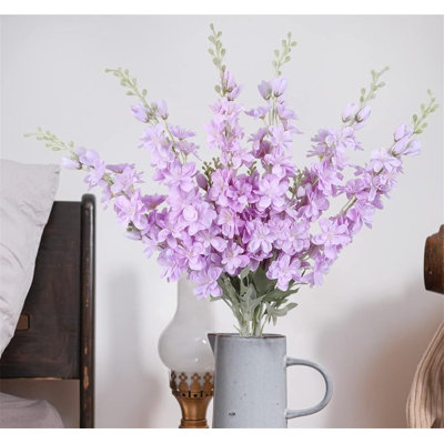 33.5 Inch Lavender Delphinium Artificial Silk Flowers (6Pcs) – Tall Stem Floral Decor For Vases, Home & Garden Arrangements