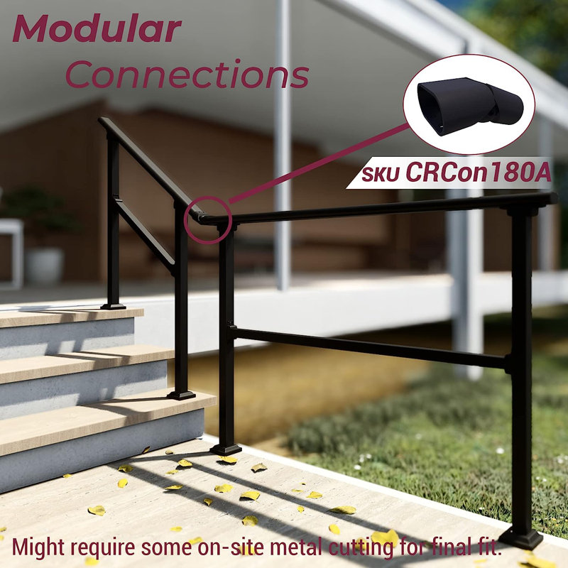 Black Metal Horizontal Deck Railing for Porch and Stairs