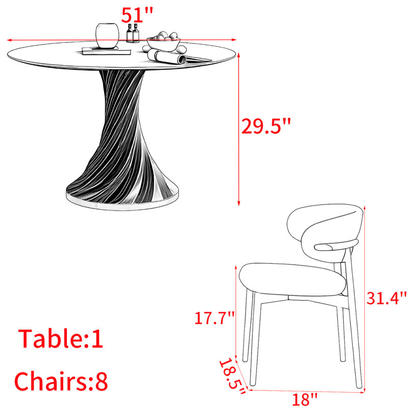 Ancient style solid wood dining table set