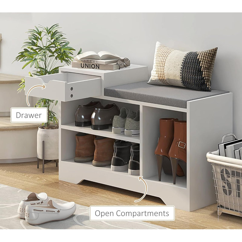5 Pair Shoe Storage Bench, White