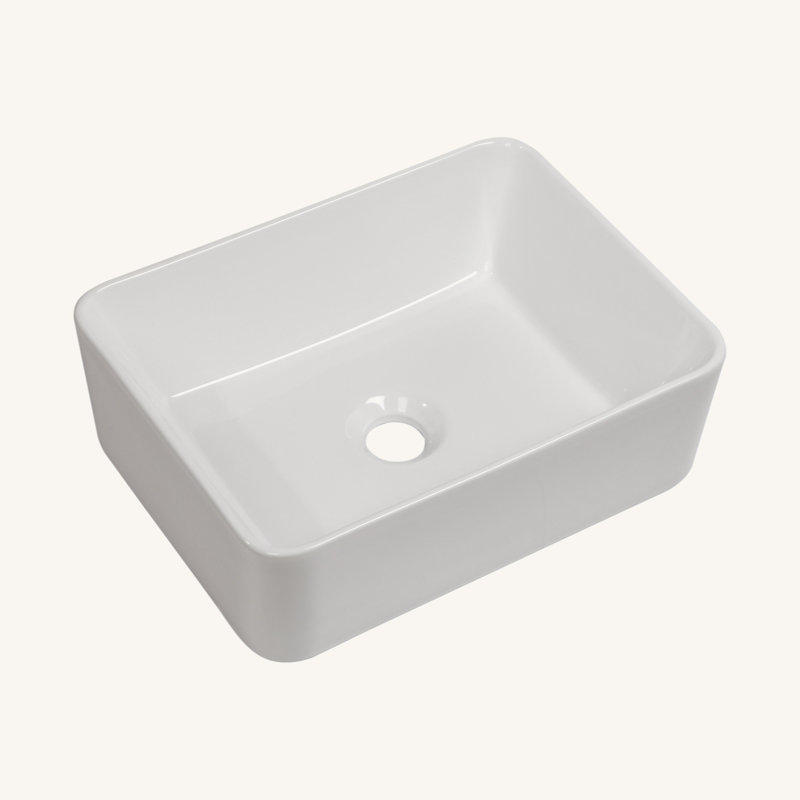 16"X12" Ceramic Rectangular Vessel Bathroom Sink, White