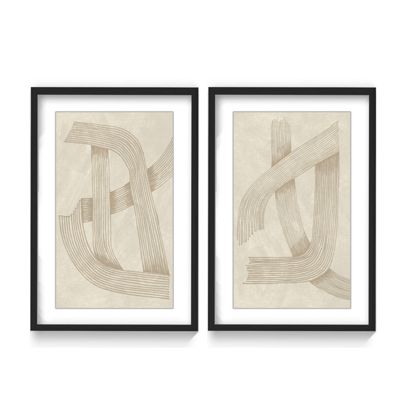 Abstract Sophisticated Line Diptych, 24" H x 32" W