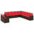 Coussin rouge / cadre brun est en rupture de stock