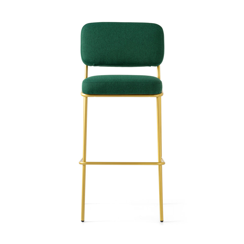 Sixty Upholstered Counter Stool with Metal Frame, Forest Green, Painted Brass, Counter Stool (25.63" Seat Height)