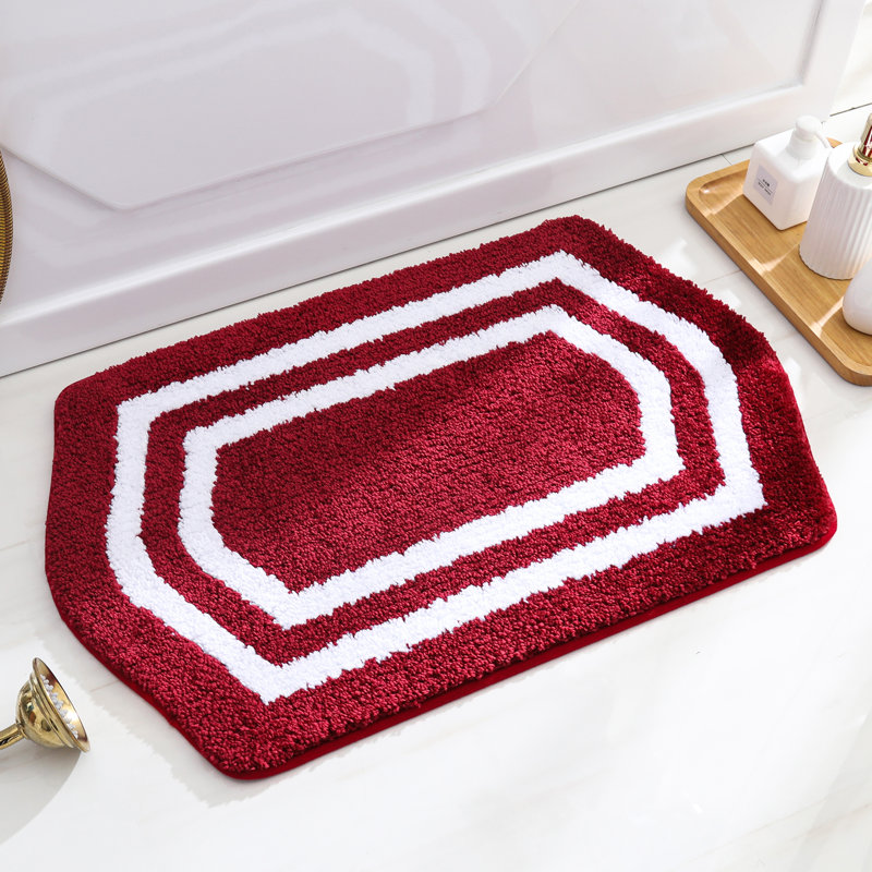 Tapis pour salle de bain Shilyn, L 17 po x L 27 po, Rouge