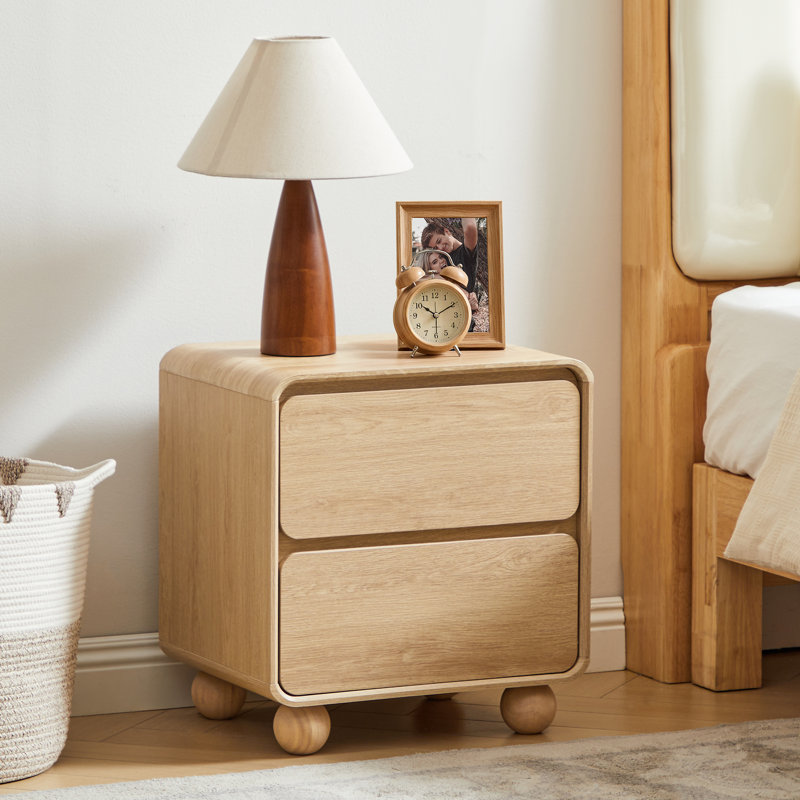 Table de bout avec 2 tiroirs, Naturel
