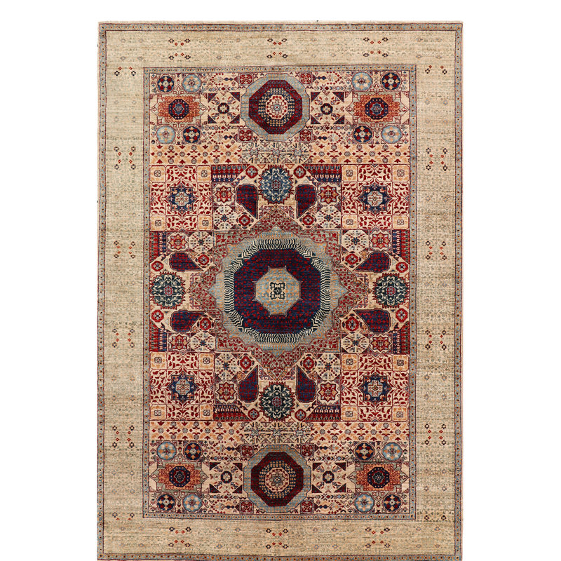 Handwoven High-Quality Light Blue/Red/Navy/Beige Area Rug