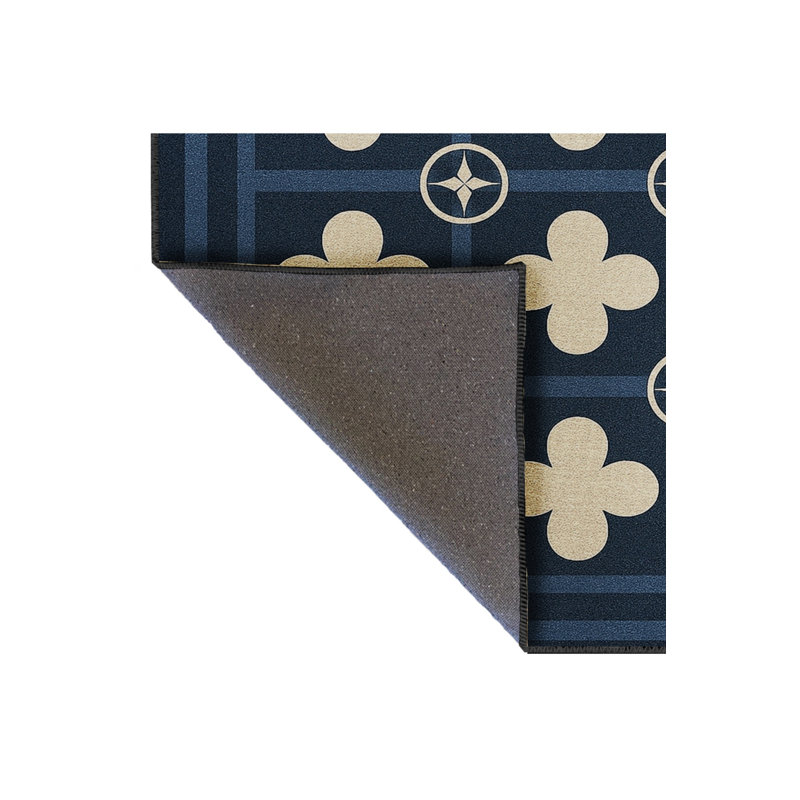 Tapis bleu tissé lavable rétro Mosso, 4 pi 7 po x 6 pi 7 po