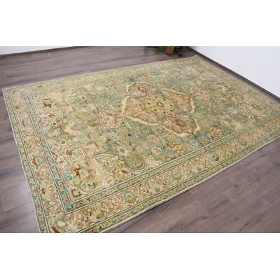 Traditional Wool Rug, 78.3x115.4 Inch Green Patchwork Rug