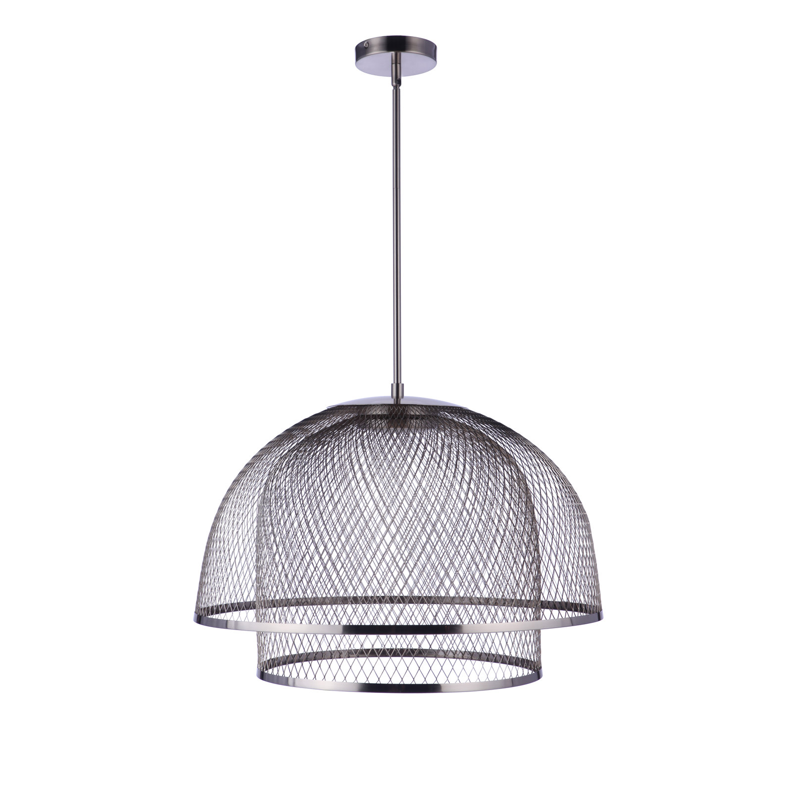 Single Light Iron Dimmable LED Pendant, Polished Nickel