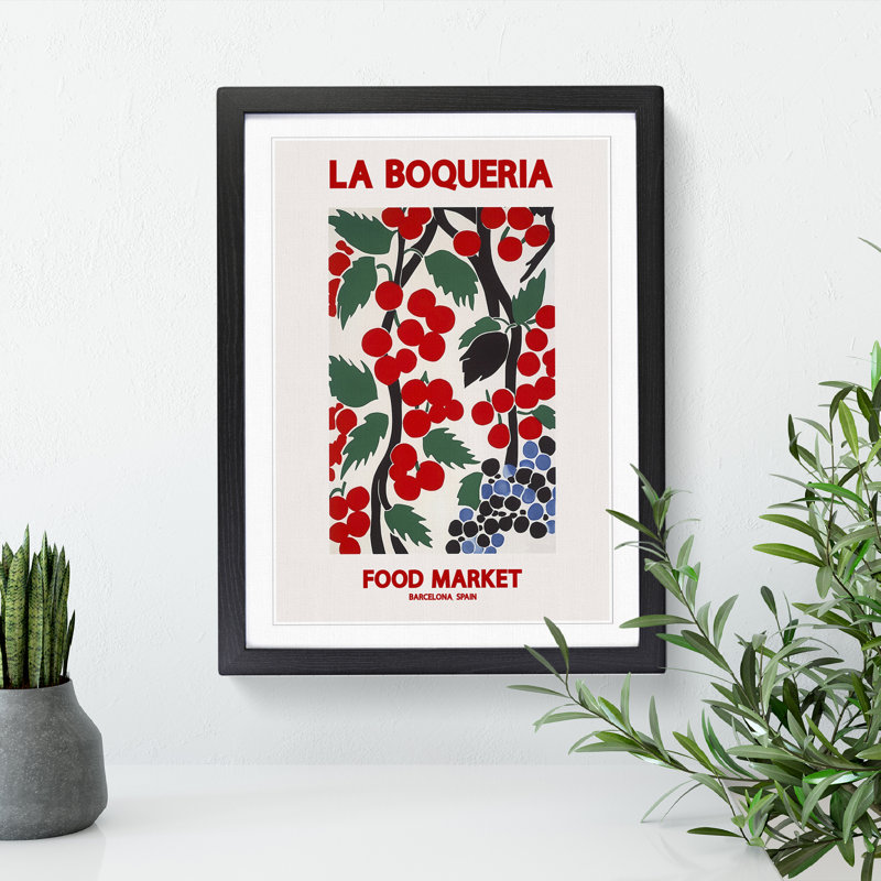 La Boqueria Food Market Exhibition 5 - Single Picture Frame Print on Wood, 64cm H x 46cm W x 2cm D