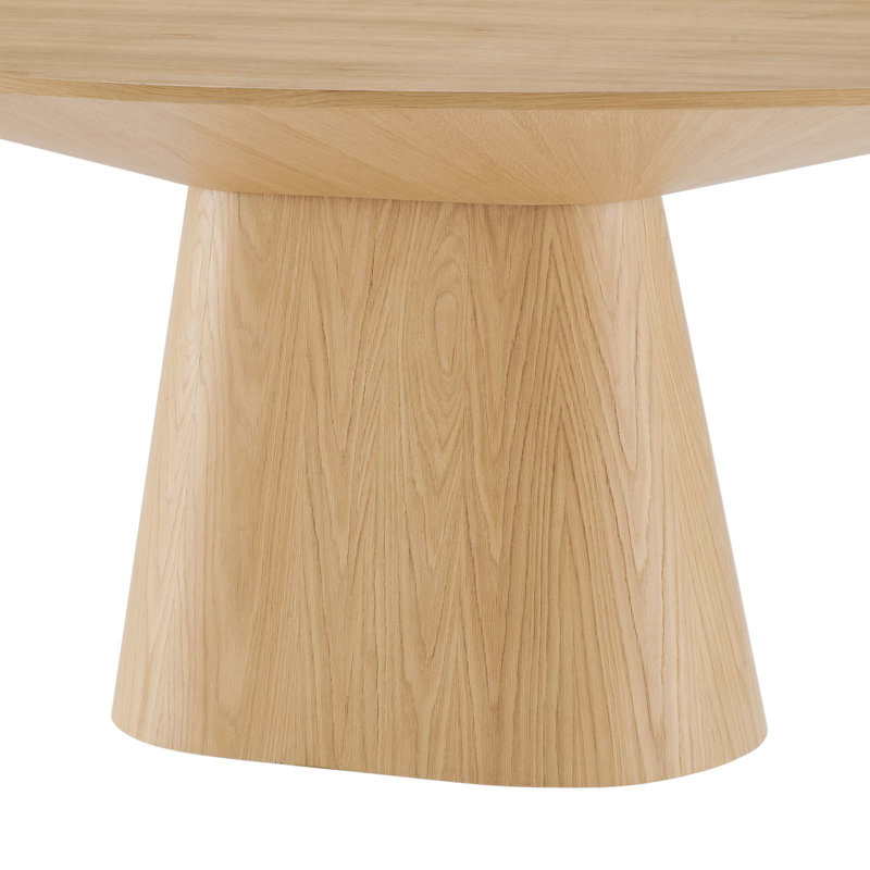 Round Oak Wood Six-Seater Dining Table