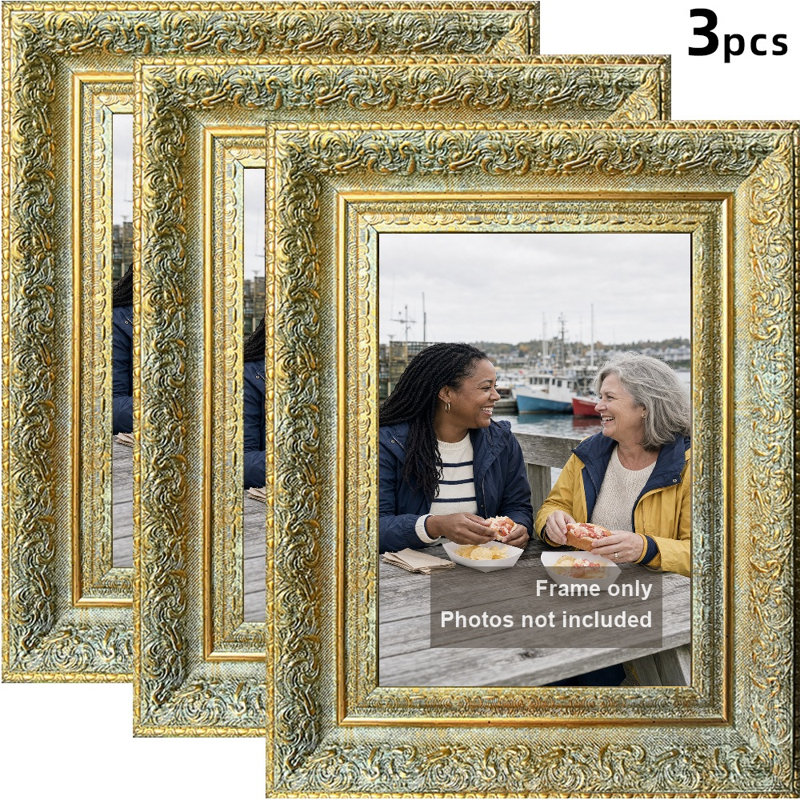 Cadre 3 pièces 5 po x 7 po doré antique pour présentation de photos de famille