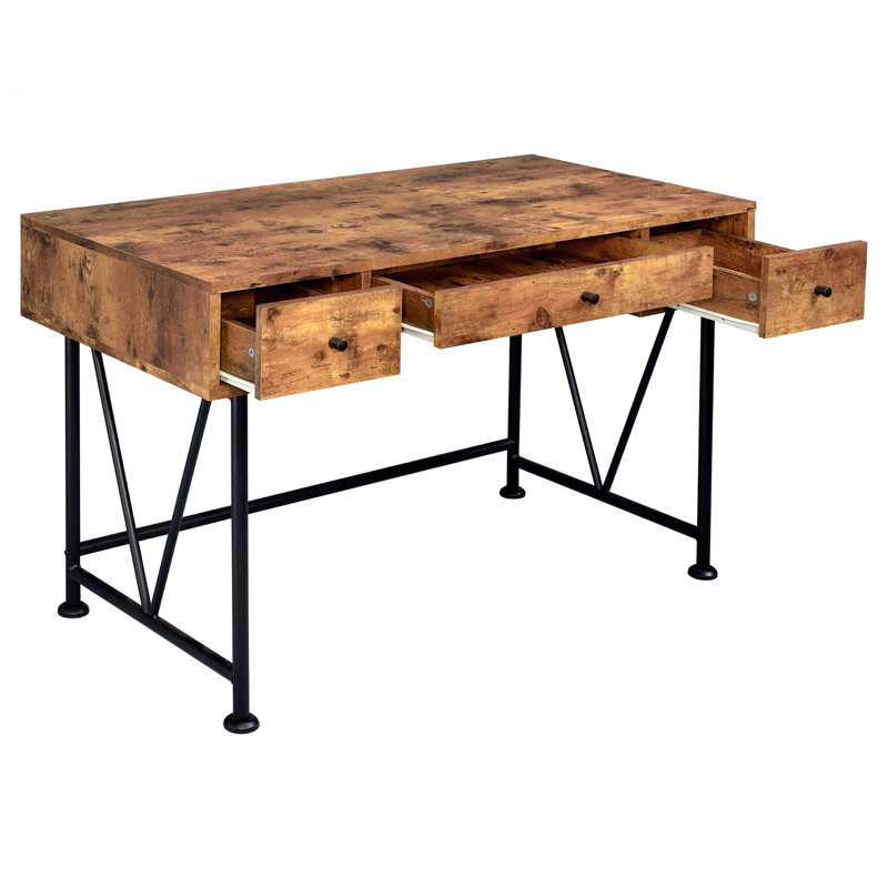 Bureau d'écriture à 3 tiroirs Antique Muscade et noir