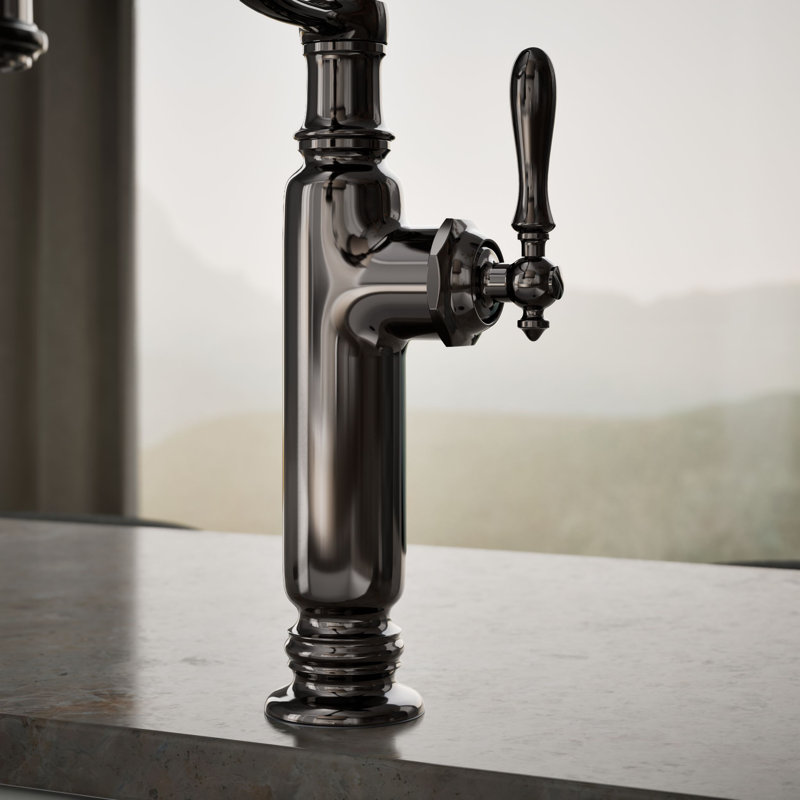 Tournant Single Handle Pull Down Kitchen Faucet, Vibrant Titanium