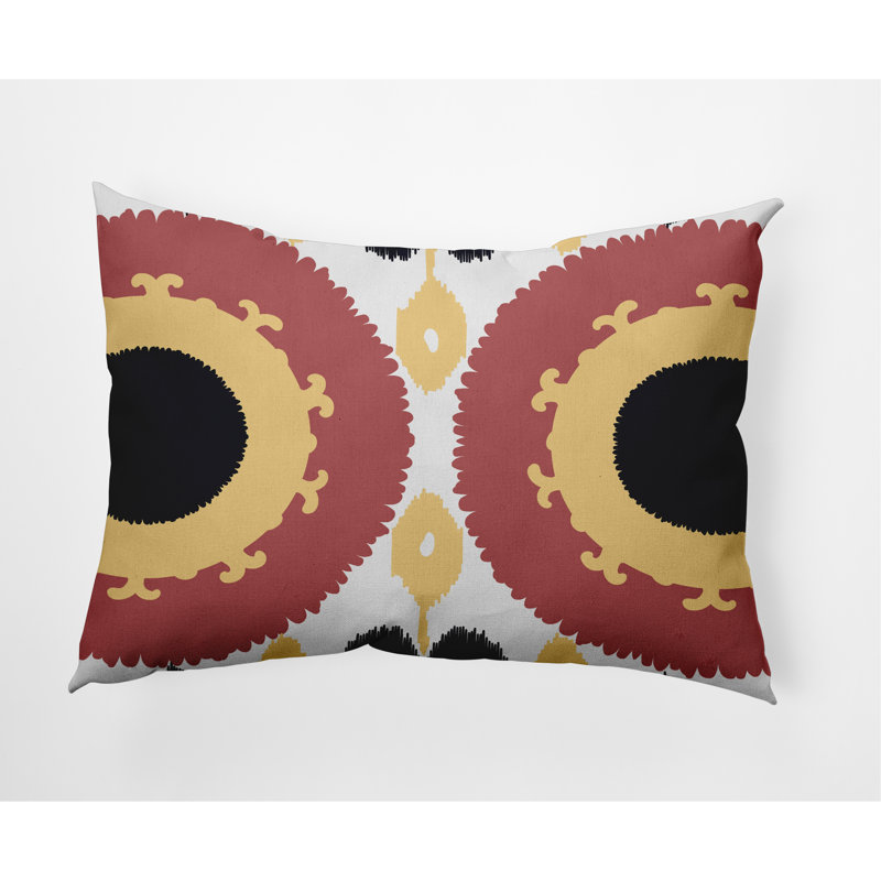 Housse et insert de coussin d'extérieur Boho, Jaune
