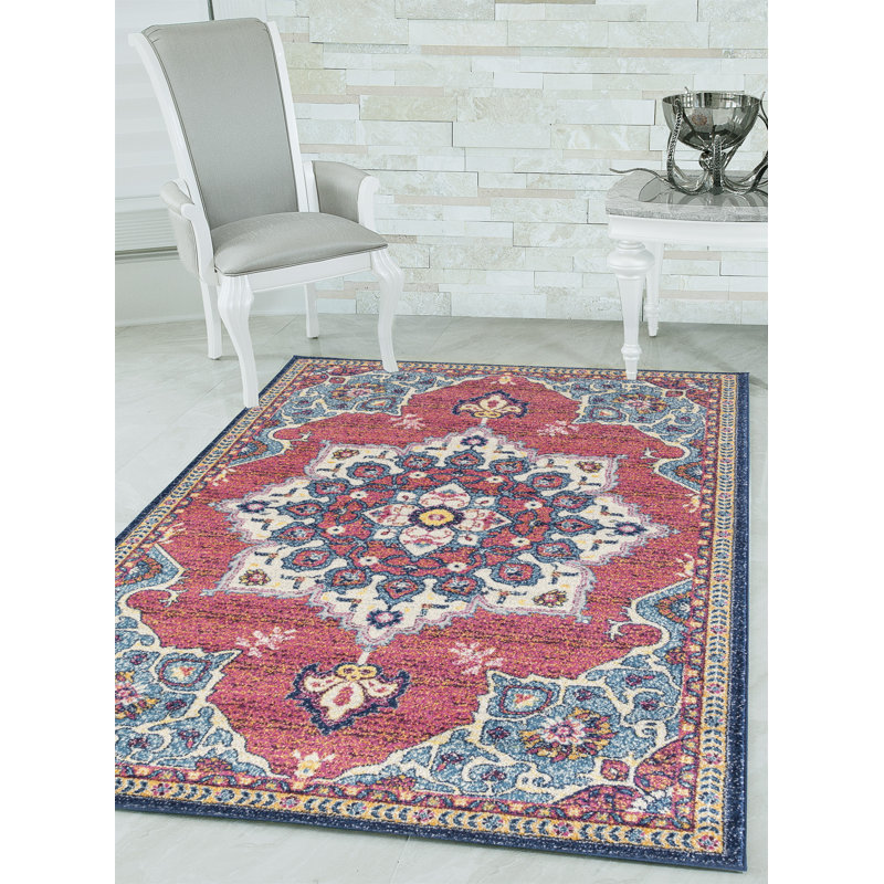 Tapis oriental bleu / rouge Oriental, Rectangulaire 9 pi 8 po x 13 pi 2 po