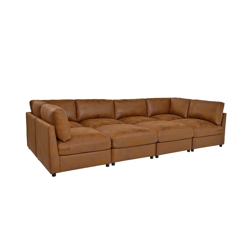 Canapé modulaire en similicuir, H 33 po x l 129 po x P 95,5 po
