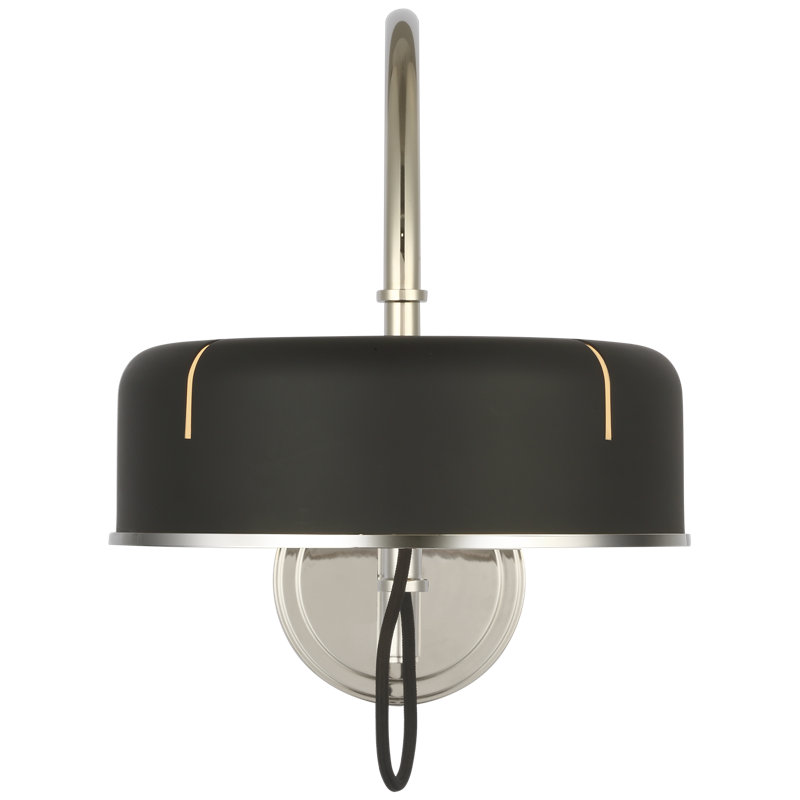 Thomas O'Brien Oso 13" Articulating Arc Wall Light, Black, Polished Nickel