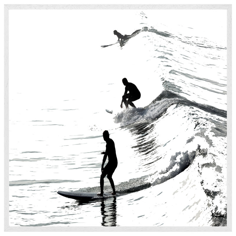 Cahokia Surfers - Single Picture Frame Print, 61cm H x 61cm W x 4cm D, White Framed