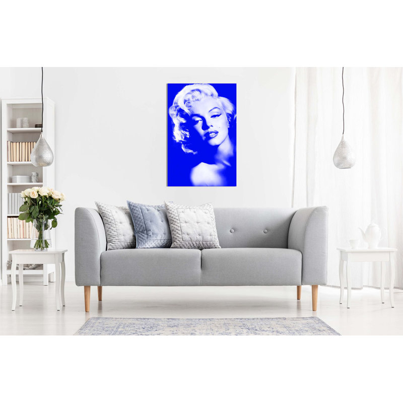 Marilyn Monroe Print - Wrapped Canvas Print, 31cm H x 20cm W, Blue