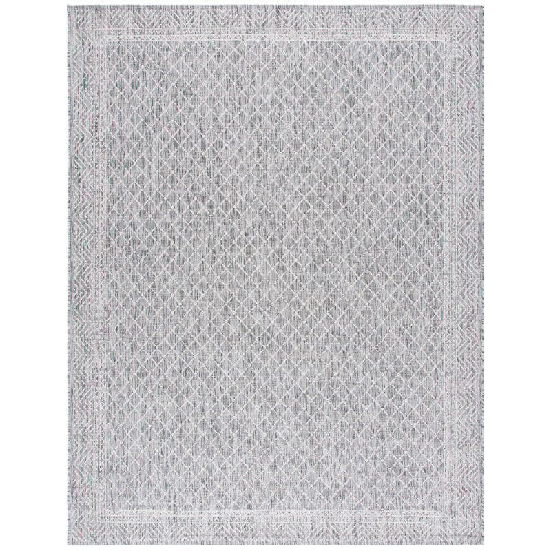 Frazier Geometric Gray Wool and Cotton Area Rug, 8' x 10'