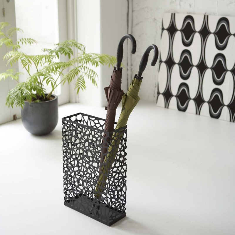 Asla Freestanding Umbrella Stand, Black, 17.7" H x 11.8" W x 4.7" D, Rectangle