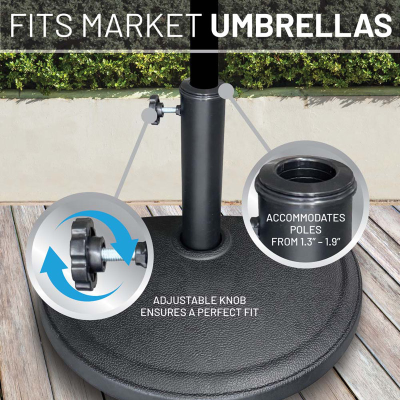US Weight 20 lbs. Half Round Outdoor Patio Umbrella Base in Black
