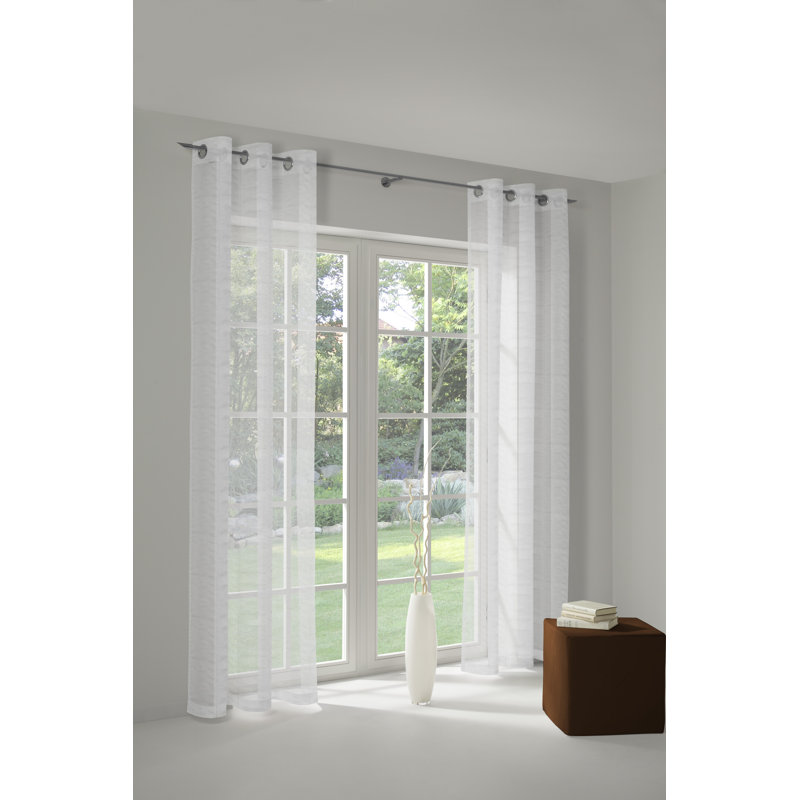 Canadice Semi Sheer Curtain Single Panel, 600 W x 245 D cm, Gold/Grey