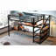 Grand lit mezzanine multifonctionnel classique en métal noir avec bureau intégré, escalier de rangement, lumières DEL et ports USB
