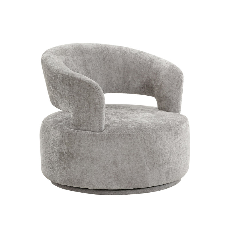 Piagia Upholstered Swivel Barrel Chair, Gray