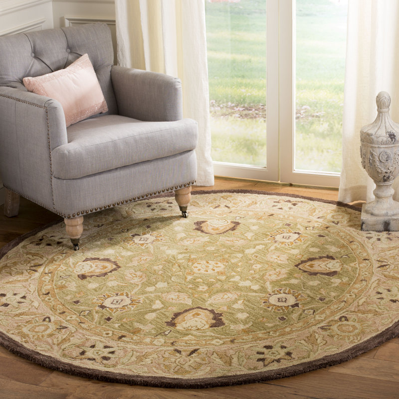 Tapis oriental en laine touffeté à la main Tingley, Rond 4 pi