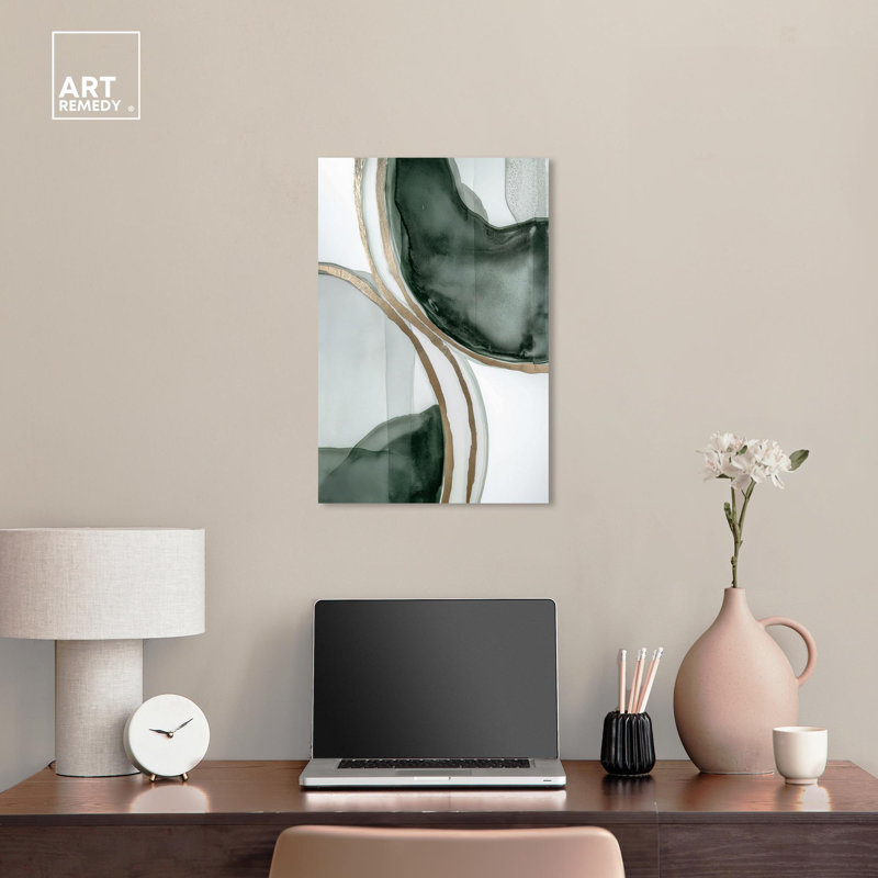 Ebb and Flow Green Abstract Canvas Art, 24" x 16"