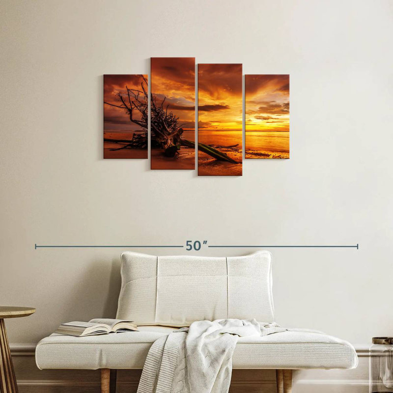 Gillard Beach Driftwood au coucher du soleil, H 22 po x l 36 po