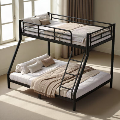 Lit superposé simple TG au-dessus de grand lit simple pour les adolescents et les adultes, peu encombrant / sans bruit de sommier, tube rond, noir