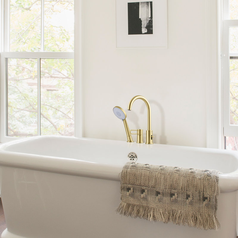 Bec de baignoire à fixation sur le comptoir avec douche à main, Or brossé