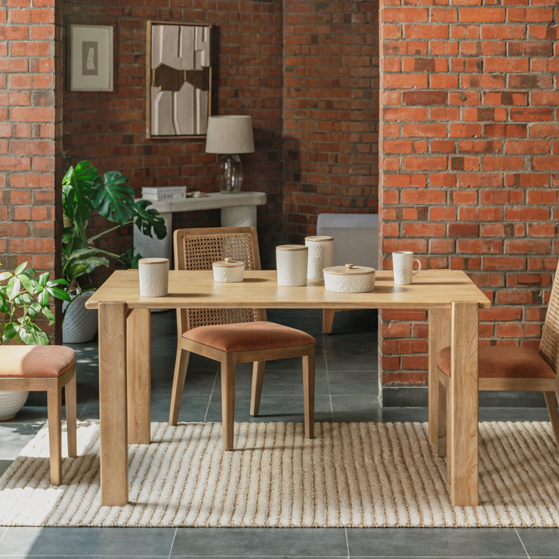 Clayton Solid Wood 6 Seater Rectangular Dining Table, Light Blonde