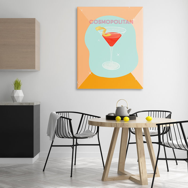 Art moderne moderne sur toile, "Cosmopolitan Drink" par Ashley Singleton, H 48 po x l 36 po
