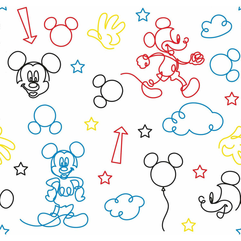 Papier peint adhésif Disney Mickey Mouse, Rouge/jaune