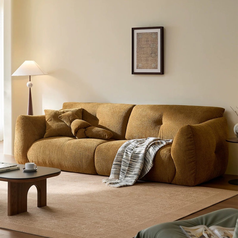 Coussin de canapé modulaire en chenille jaune, H 33,07 po x l 96,85 po x P 41,34 po, Jaune