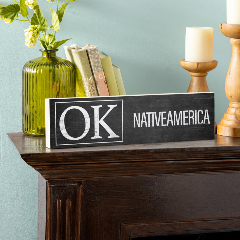 State Wooden Mantle Sign Oklahoma 18x5"